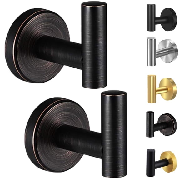 Towel Hooks for Bathroom,2 Pcs Wall Mount Towel Holder, Stainless Steel Heavy Duty Matte Wall Robe Hook