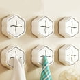 thumbnail image 1 of Towel Hooks for Bathroom and Kitchen, No Drill Wall Mount Towel Holders for Doors and Rear Hooks, Beige ABS Non Punch Towel Rack Set of 6, 1 of 7