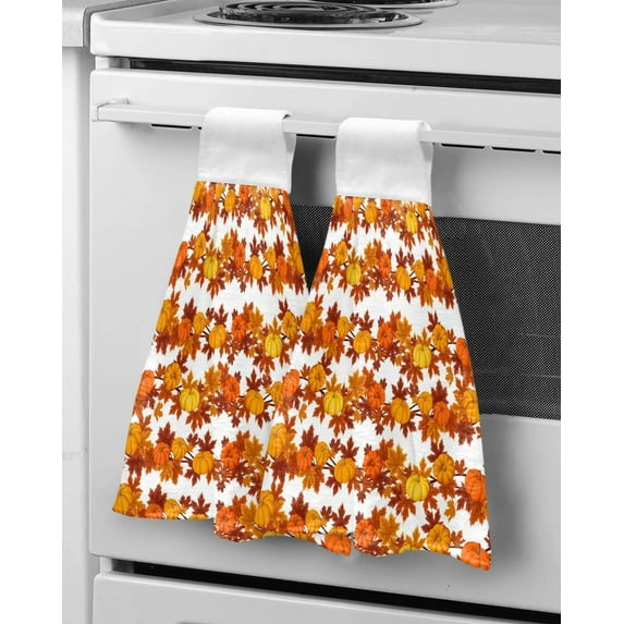 Towel Kitchen Cloth Cleaning Dry Quick Microfiber Cloth Hanging Bathroom Towels Hand Drawn Hand Pumpkin Thanksgiving