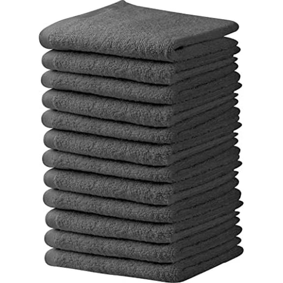 Towel and Linen Mart Grey Salon Towels, Pack of 12 (Not Bleach Proof, 16 x 27 Inches) Highly Absorbent Towels for Hand, Salon, Gym, Beauty, Spa, and Home Hair Care (Grey) 12 Pack