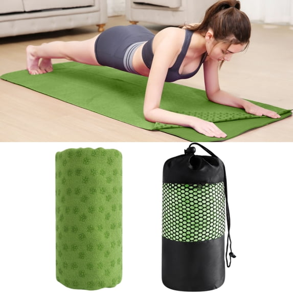 Towel Non-Slip Sweat Absorbent with Carrying Bag for Hot , Bikram, Pilates – Quick Dry, Full Mat Coverage, Mesh Bag Included