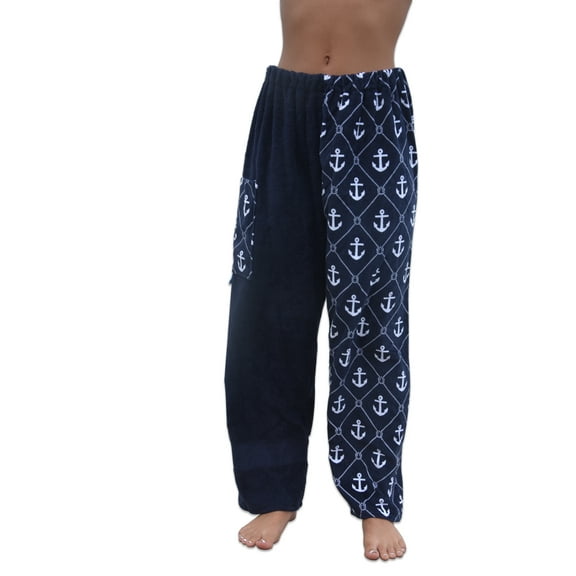 Towel Pants for Swimmers – Cotton Terry Towel Pants – Beach Coverup – Resort Wear – Swim wear - Anchor Pattern