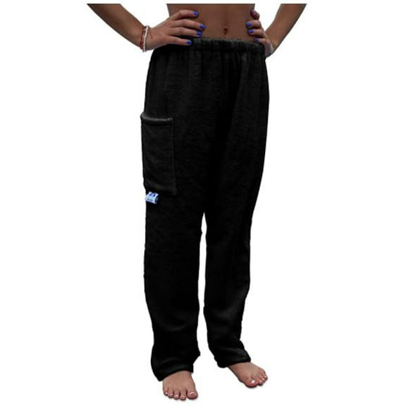 Towel Pants for Swimmers – Cotton Terry Towel Pants – Beach Coverup – Resort Wear – Swim wear - Solid Black