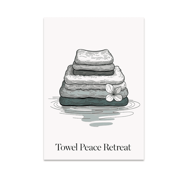 Towel Peace Retreat Spa Calm Decor - Bathroom Decor Enthusiast - 13x19 Poster Print