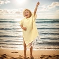 thumbnail image 1 of Towel Poncho for Kids, Hooded Beach Towel for Girl&Boy, Surf Poncho Swim Changing Robe Microfiber Bath Towel 7-10 Years Yellow Stripes, 1 of 6