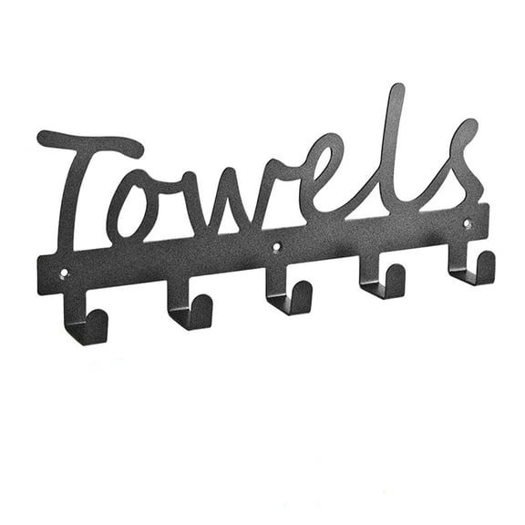 Towel Rack 5 Hooks, Bathrobe Hook Wall-Mounted Towel Rack Kitchen Storage and Organization Rack Bathroom Towels, 34 x 14cm