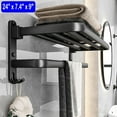 thumbnail image 1 of Towel Rack for Bathroom with Towel Bar, 24in Bathroom Towel Holder for Bathroom Wall Mounted, Dinosam Foldable Bathroom Towel Rack with 1 Shelf Black Towel Bar, 1 of 9
