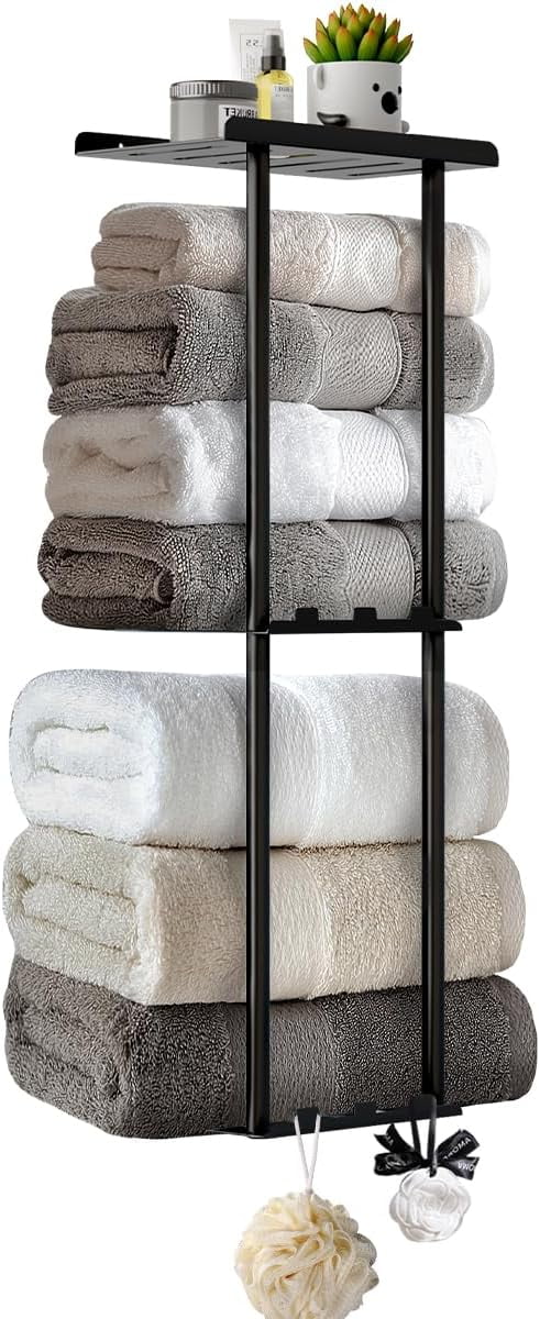 HUATEEN 6 Pack Black Towel Clips - 11.5cm Sturdy Hanging