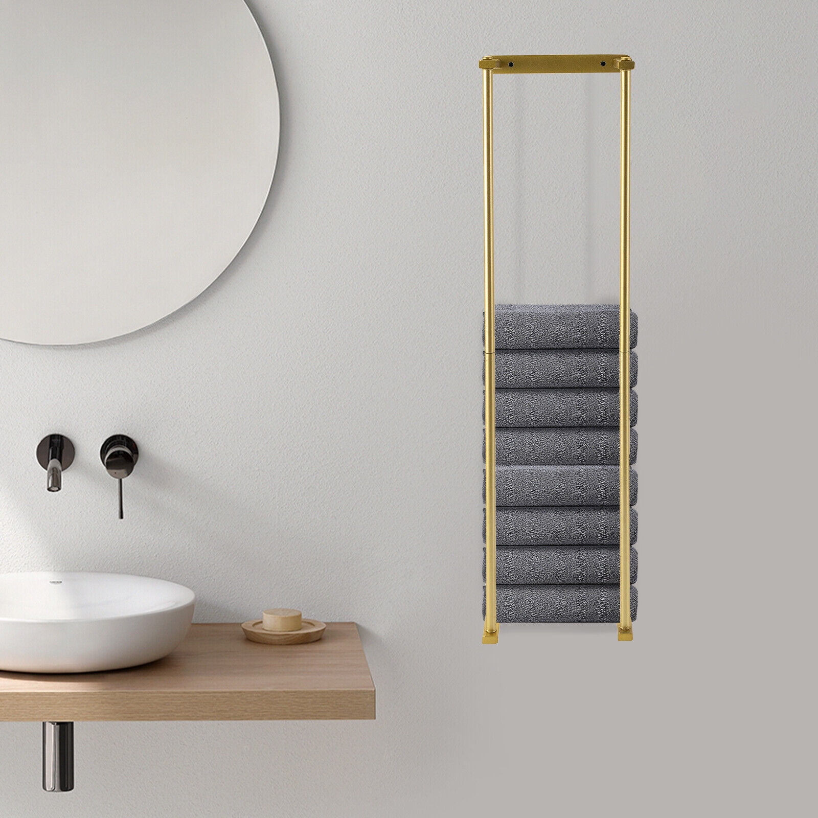 Towel Rack Bathroom Wall Mounted Towel Organizer Metal Bath Towel ...