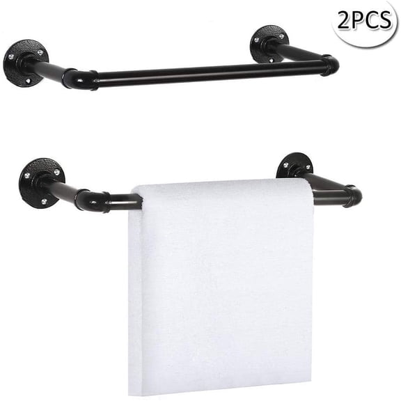 Towel Rack, Brushed Industrial Pipe Hanger Rack Set of 2