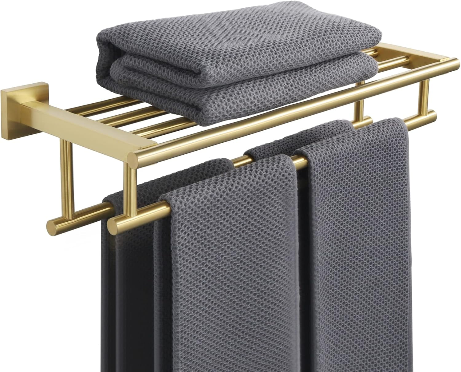 Towel Rack, Double Towel Bars Hanger, Wall Mount Tower Holder for ...