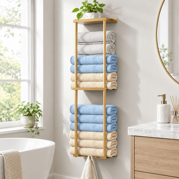 Wall Tech Rack Towel Rack For Bathroom Wall Mounted Vertical Rolled Stororganizer ...