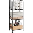 thumbnail image 1 of Towel Rack Free Standing 3-Tier M-Shaped Detachable Dividers, Durable Metal Holder, Pool Towel Rack, Space-Saving Towel Storage Organizer, Modern Bath Towel Shelf for Home, Poolside, Black, 1 of 9
