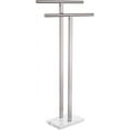 thumbnail image 1 of Towel Rack Free Standing Brushed Nickel 2-Tier Towel Holder for Bathroom Floor Stand with Heavy Marble Base Thicken Steady Design Stainless Steel THS0005-BR, 1 of 7