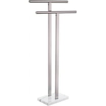 Towel Rack Free Standing Brushed Nickel 2-Tier Towel Holder for Bathroom Floor Stand with Heavy Marble Base Thicken Steady Design Stainless Steel THS0005-BR