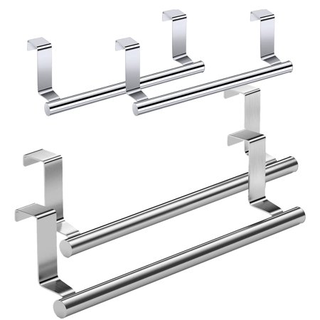 Towel Rack Over The Door Hanger, Lightweight Stainless Steel Over The Door Towel Rack Cabinet for Bathroom Kitchen