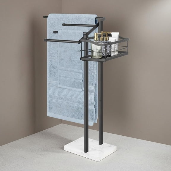 Towel Rack, Towel Holder Stand with Marble Base, Standing Rack for Bathroom Home Pool Outdoor Floor