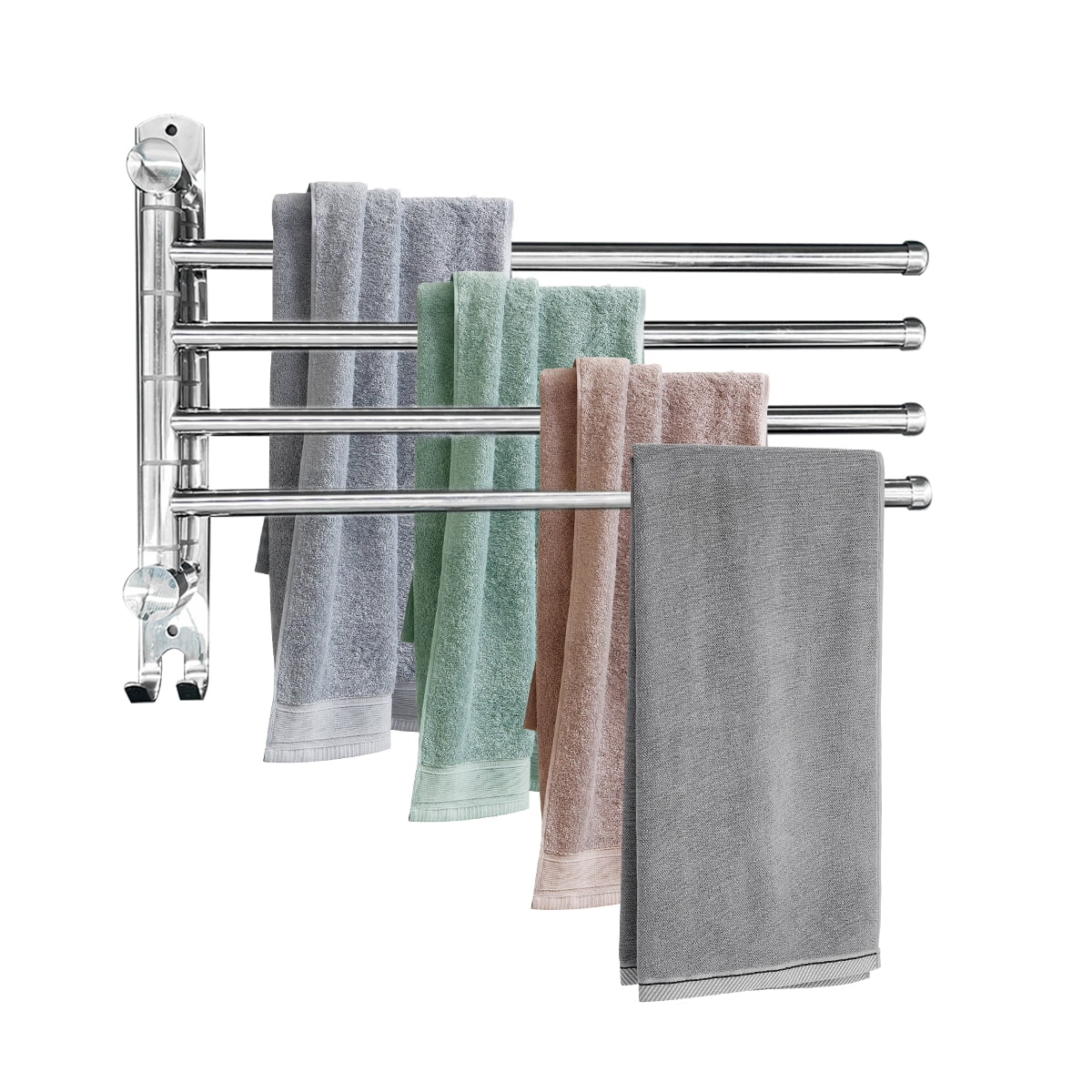Kabuer 4-Bar Towel Rack, Rust Resistant Rotating Towel Holder for Bathroom, Kitchen