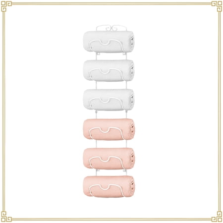 Auledio 6 Tier Towel Rack Organizer Decorative Wall-Mount Towel Organizer for Storage of Towels, Washcloths in White