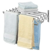 Towel Rack Wall Mounted Retractable Bathroom Towel Drying Rack, Stainless Steel Space-Saving Towel Holder Shelf with Towel Bars