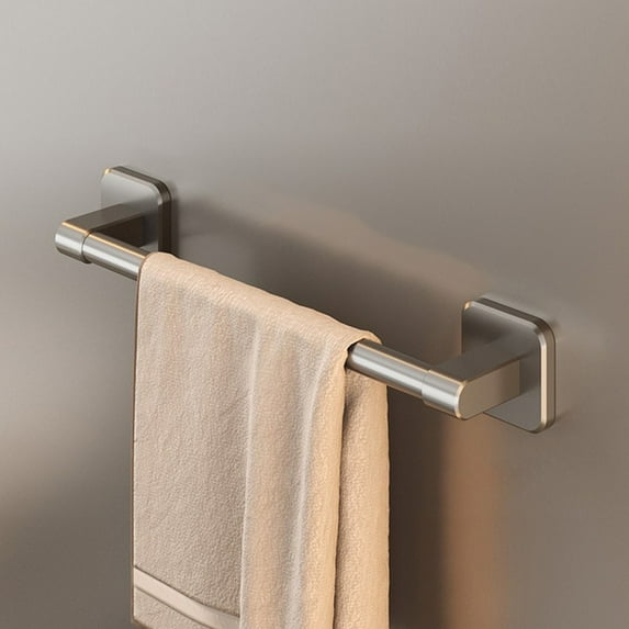 Towel Rack for Bathroom - Space-saving Hanging Bar, Rust-free Aluminum, Modern Gray Finish, Drill-free Adhesive Mount, topliu
