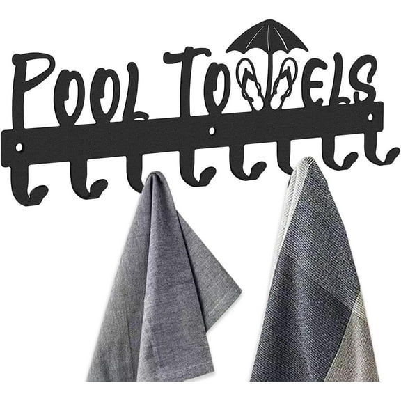 Towel Rack for Bathroom Wall Mounted, Pool 7 Hooks Outdoor Towel Organizer Holder, Towel Hanger Storage Towel, Robe, Clothes