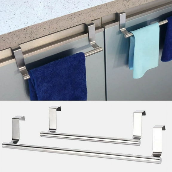Towel Rack for Cabinet, Strong Steel Kitchen Over Cabinet Towel Bar Holder, 9" Wide - 2 Pcs 9inch