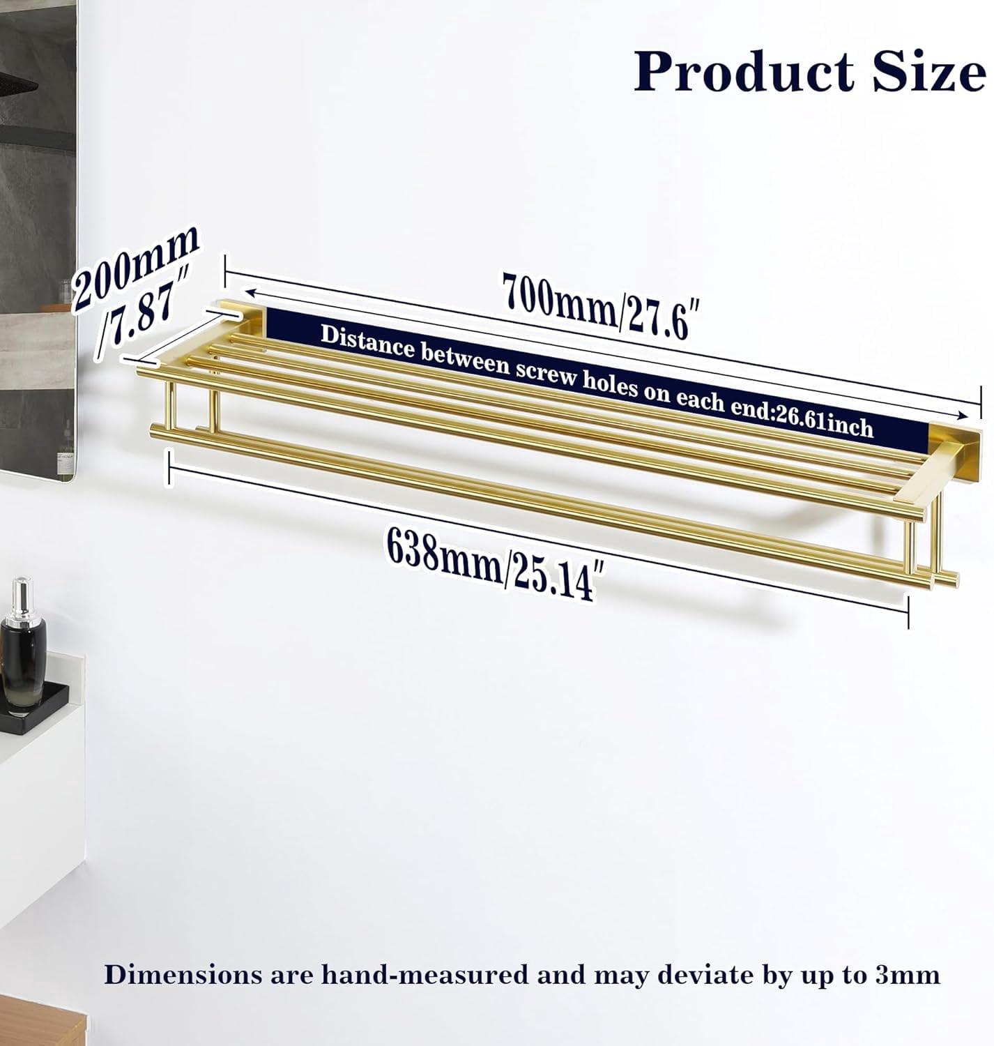 Shile 24-Inch Double Towel Bar – Black Stainless Steel Wall Mounted Holder For Bathroom Or Kitchen