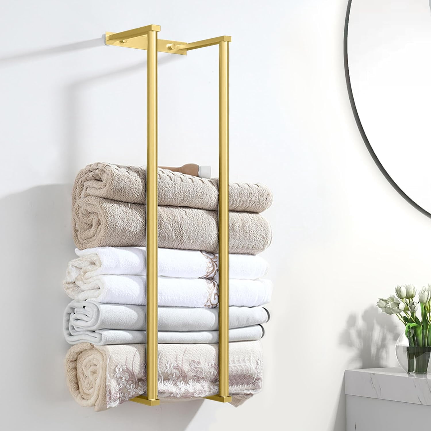 Towel Racks for Bathroom, Gold Towel Holder for Rolled Towels, 304 ...