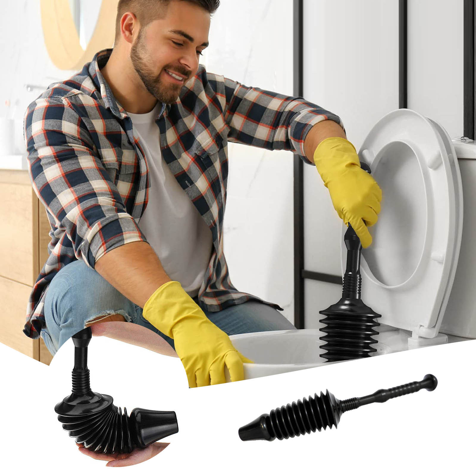 Towel Racks for Bathroom with Shelf Toilet Plunger High Pressure Thrust