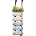 thumbnail image 1 of Towel Racks for Bathroom Storage - 6 Tier Over The Door & Wall Mount Rolled Towel Storage Organizer Holder with Metal Shelf Basket for Small Bathroom, Camper, Rv - Black, Patented, 1 of 4