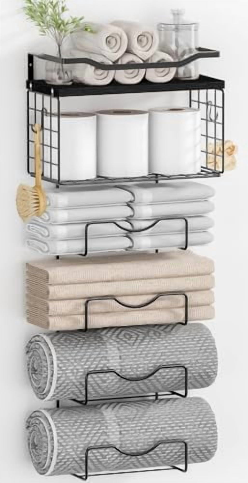 Towel Racks for Bathroom,Towel Rack Wall Mounted, 6 Tier Rolled Or ...