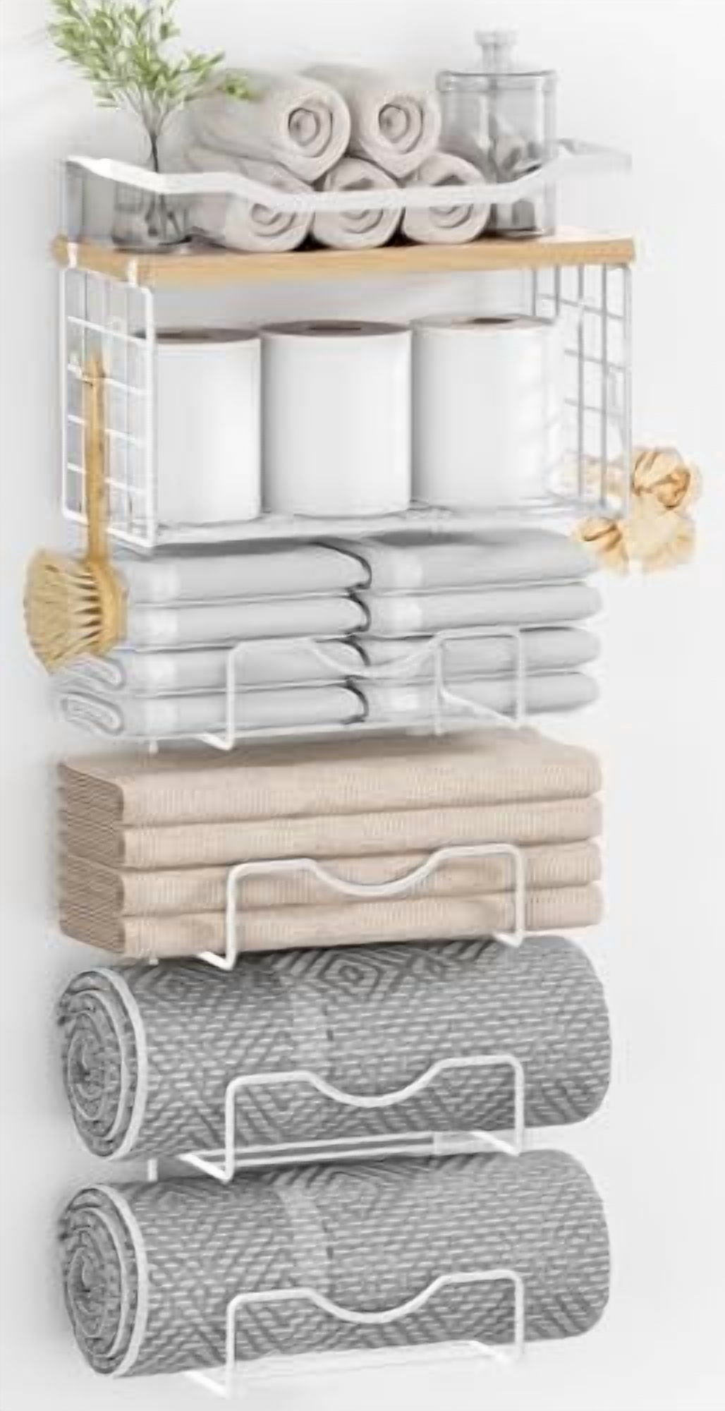 Towel Racks for Bathroom,Towel Rack Wall Mounted, 6 Tier Rolled Or ...