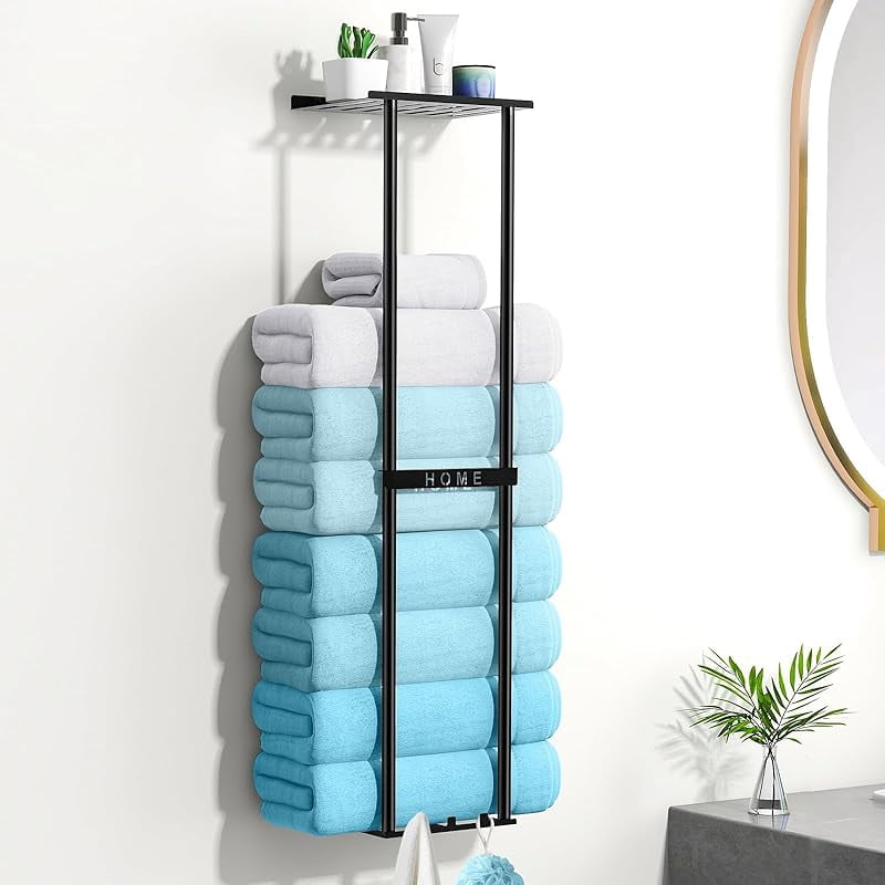 Towel Racks for Bathroom, Upgrade Wall Mounted Towel Rack Holder with ...
