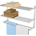 thumbnail image 1 of Towel Racks for Bathroom Wall 24 Inch, 3 Tier Bathroom Towel Shelf with Double Towel Bar, Stainless Steel Towel Rack with Towel Shelf, Towel Hanger Holder for Bathroom Towel Storage, Brushed Nickel, 1 of 13