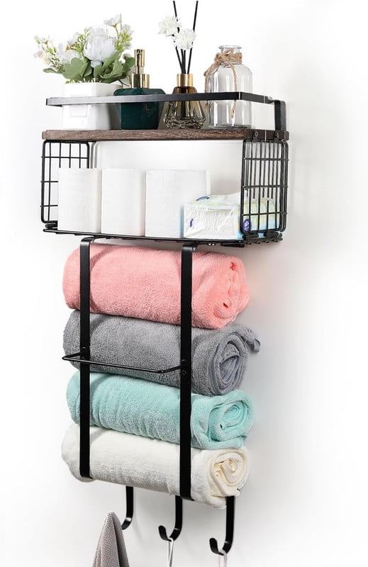 Towel Racks for Bathroom, Wall Towel Holder for Rolled Towels with ...