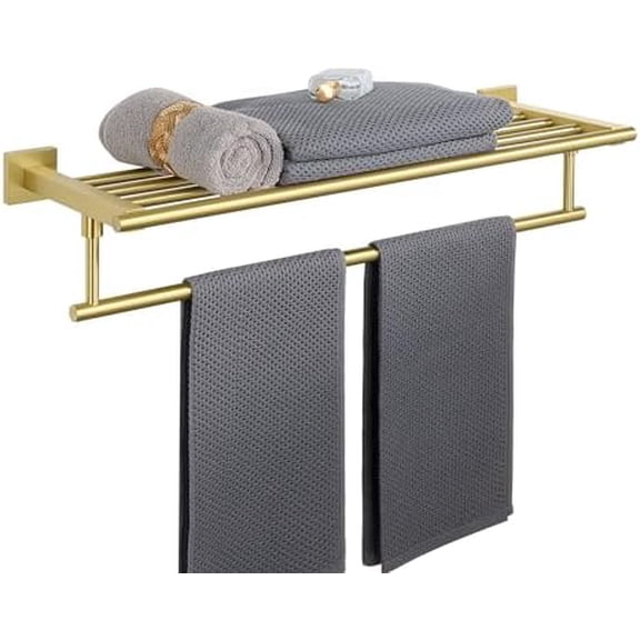 Towel Racks for Bathroom Wall Mounted,24 Inch Bathroom Towel Rack with Tower Bar,Double Towel Racks for Bathroom,SUS304 Stainless Steel Bathroom Towel Holder Brushed Gold