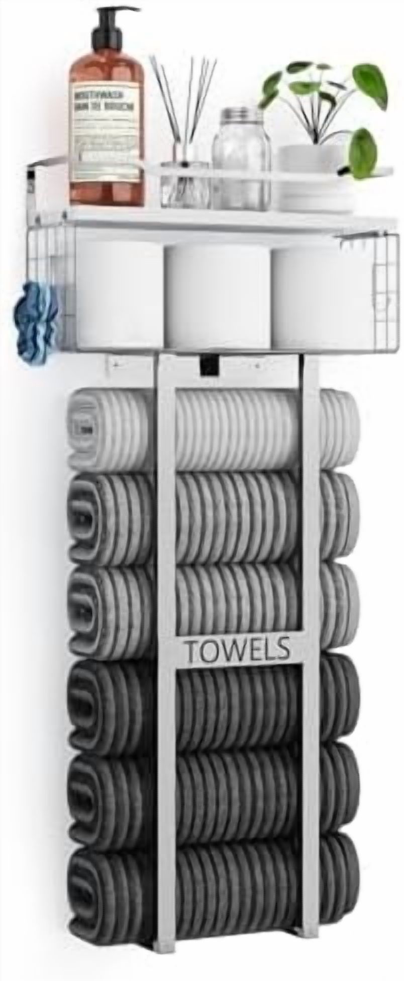 Fun Towel Racks Towel Racks for Bathroom - Wall Mounted Metal Rack with Wood Plank ...