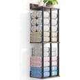 thumbnail image 1 of Towel Racks for Bathroom Wall Mounted with Wooden Storage Shelf, Updated 3 Bar Metal Towel Holder for Rolled Towels, Sturdy and Large Capacity, Towel Storage Organizer, 1 of 9