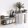 thumbnail image 1 of Towel Racks,Wall Mounted Floating Shelves Set of 2,Rustic Brown, 1 of 7