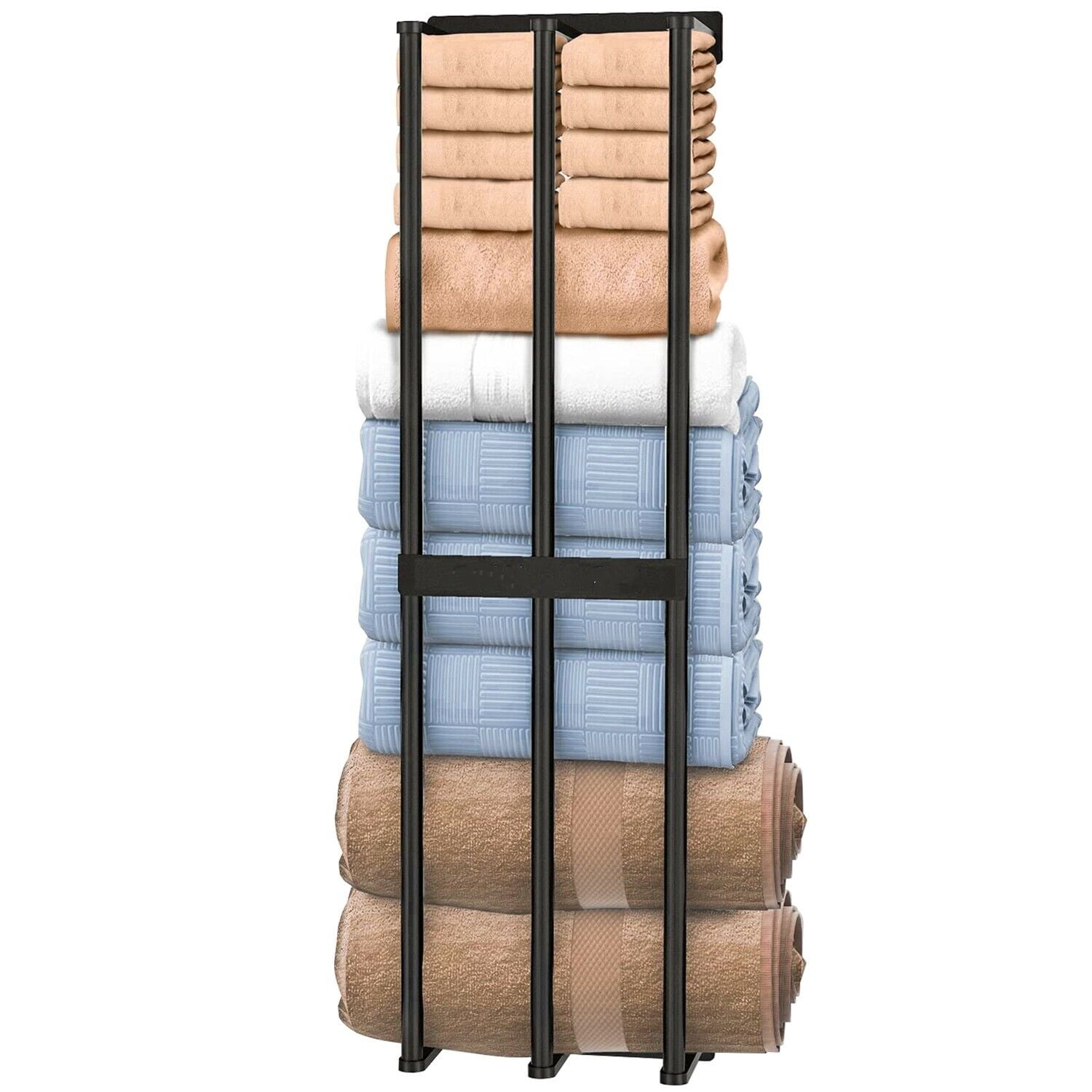 Towel Racks Wall Mounted Towel Storage for Bathroom Bath Towel Holder for Rolled Towels Towel Organizer