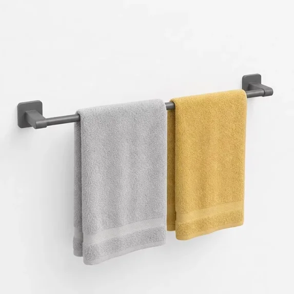 Towel Racks for Bathroom, 24 Inch Adhesive Towel Bar Wall Mounted, No Drill Self Adhesive Hand Towel Holder for Kitchen, Space Aluminum Rustproof