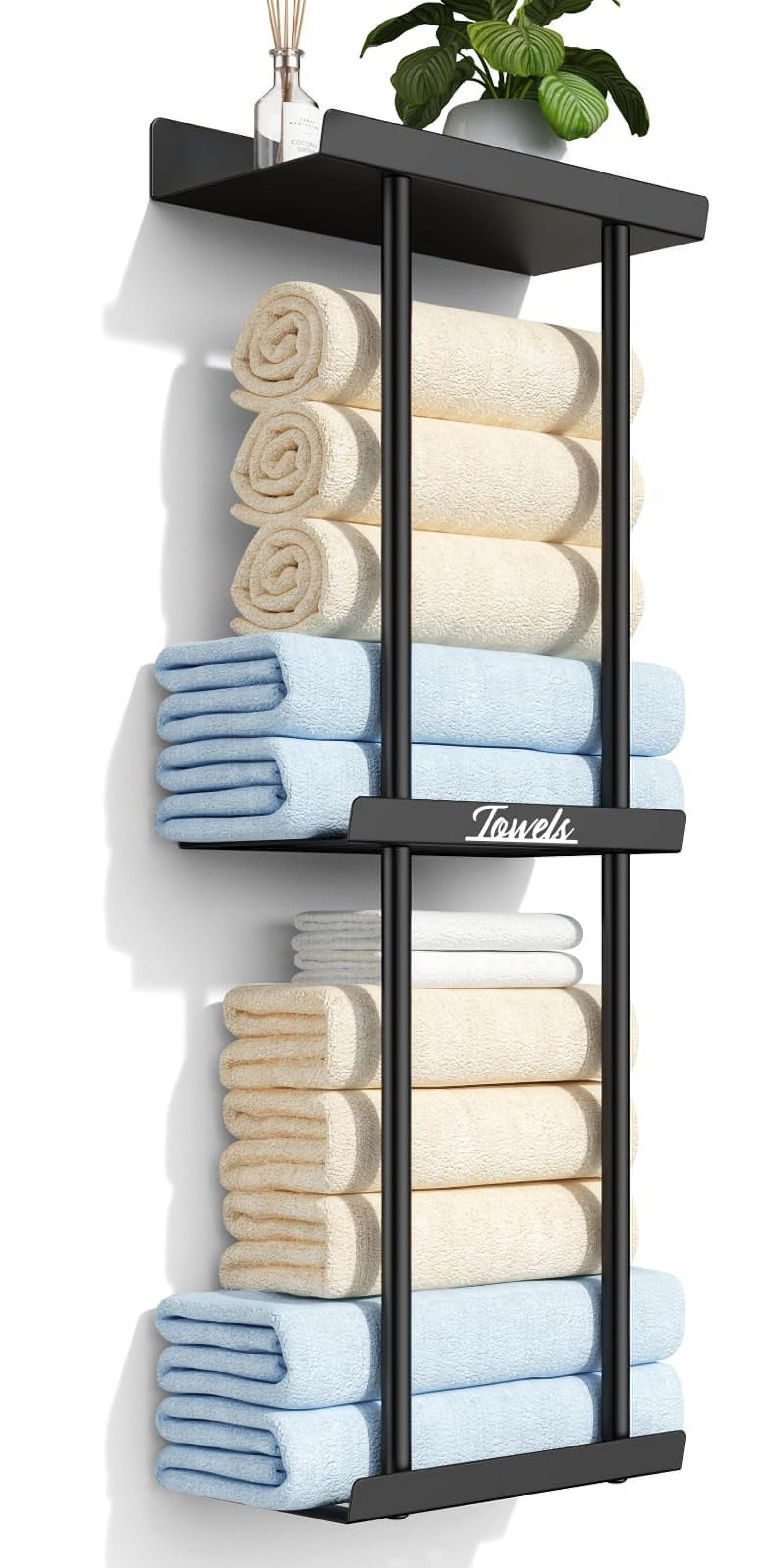 Towel Racks for Bathroom - Bathroom Towel Storage Rack Wall Mounted, Black Wall Towel Holder for ...