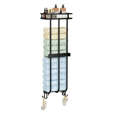 Towel Racks for Bathroom Wall Mounted,Bathroom Organizer for Rolled Towels,Towel Storage Bath Towels Holder, Black