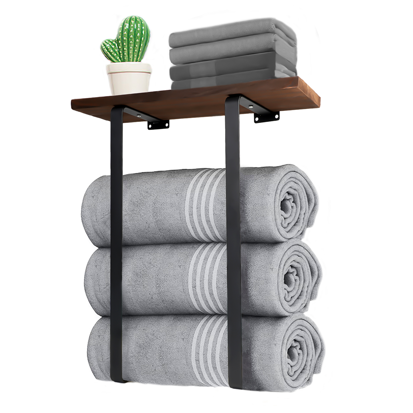 Wallniture Boto 3 Sectional Bath Towel Storage Rack Wall Mount Towel ...