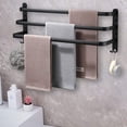 thumbnail image 1 of Towel Rails Wall Mounted 3 Tier Towel Rack With Hooks Space Aluminum Towel Rack Bathroom Towel Holder No Fading Towel Shelves For Kitchen Bathroom Toilet Hotel Office (Black,50CM), 1 of 7