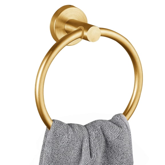 Towel Ring, Bathroom Hardware Accessories, Wall-Mounted Towel Ring, Simple Round Stainless Steel Towel Rack, for Bathroom and Kitchen (Gold)