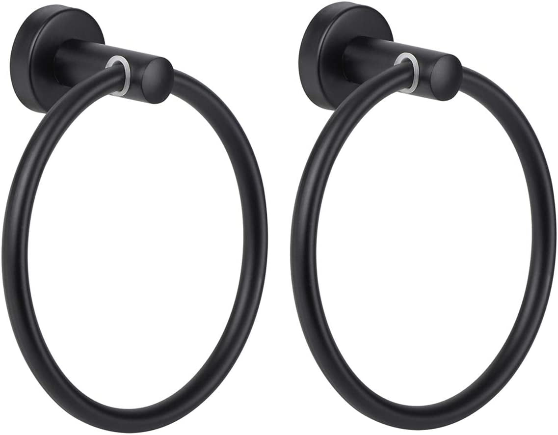 Towel Ring Black, Bathroom Hand Towel Holder Ring, Polished Shiny Black ...