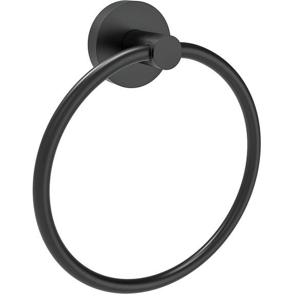 Towel Ring Hand Towel Ring Towel Ring Holder Matte Black Zinc Alloy and Stainless Steel 1pc Simple Round for Kitchen and Bathroom Wall Mount Towel Racks Heavy Duty Storage
