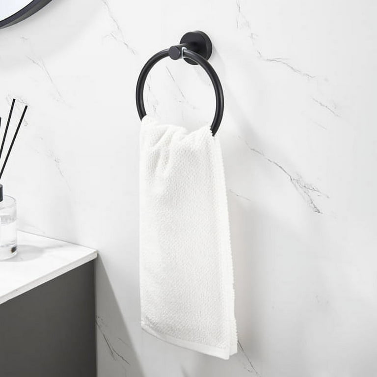 Towel Ring Matte Black Bath Hand Towel Ring Thicken Space Aluminum Round Towel Holder for Bathroom